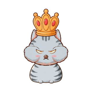 A grey chonk Catatar wearing a crown